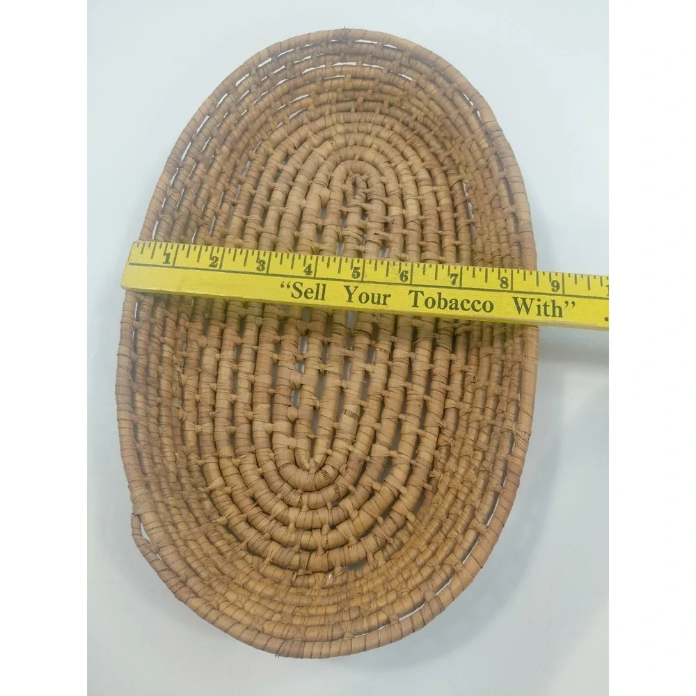Woven Basket Tray Oval Natural Fiber Rustic Boho Farmhouse Decor